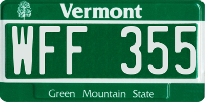 VT license plate WFF355