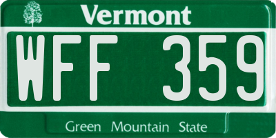 VT license plate WFF359