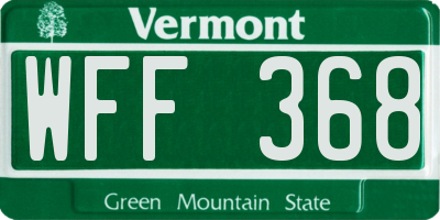 VT license plate WFF368