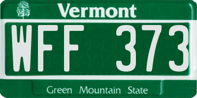VT license plate WFF373