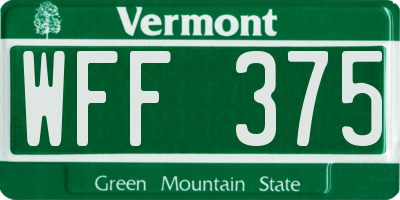 VT license plate WFF375