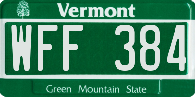 VT license plate WFF384