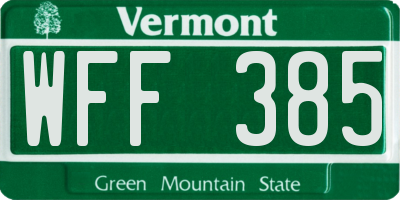 VT license plate WFF385