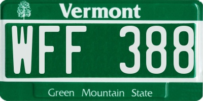 VT license plate WFF388