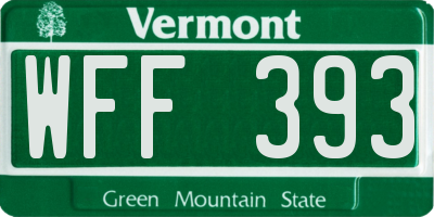 VT license plate WFF393