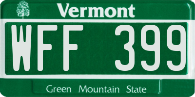 VT license plate WFF399