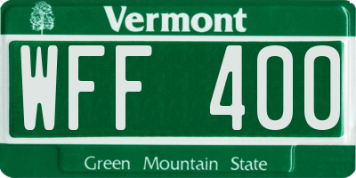 VT license plate WFF400