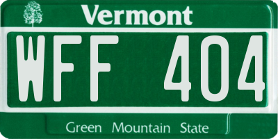 VT license plate WFF404