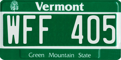 VT license plate WFF405