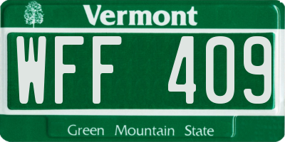VT license plate WFF409