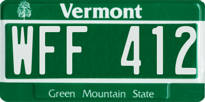 VT license plate WFF412