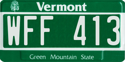 VT license plate WFF413