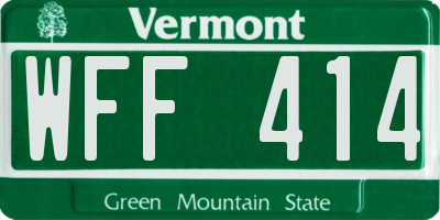 VT license plate WFF414