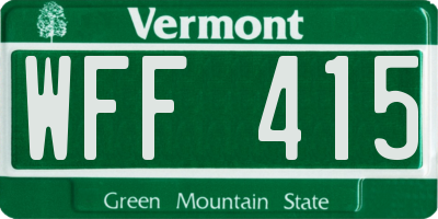 VT license plate WFF415