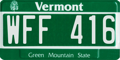 VT license plate WFF416