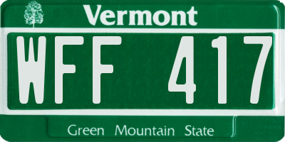 VT license plate WFF417
