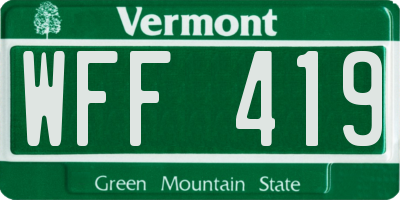 VT license plate WFF419