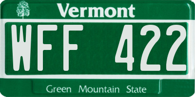 VT license plate WFF422