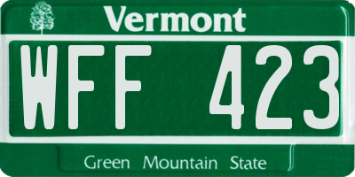 VT license plate WFF423