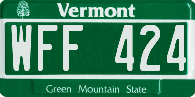 VT license plate WFF424