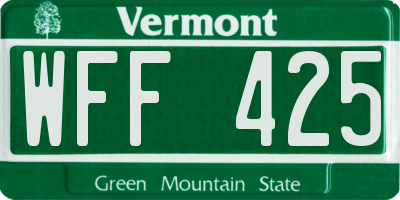 VT license plate WFF425