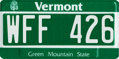 VT license plate WFF426