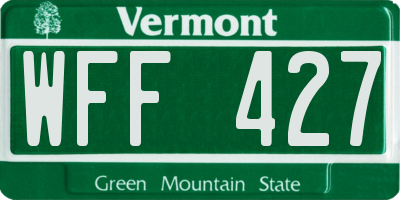 VT license plate WFF427