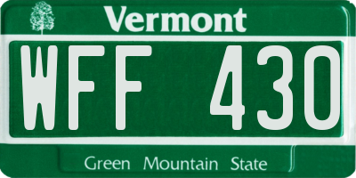 VT license plate WFF430