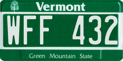 VT license plate WFF432