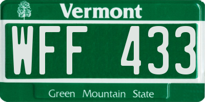 VT license plate WFF433