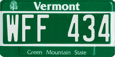 VT license plate WFF434