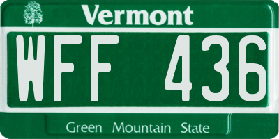 VT license plate WFF436