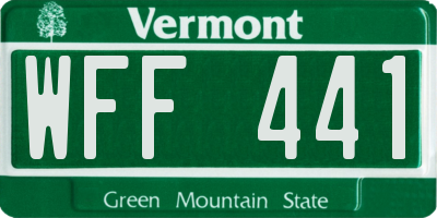 VT license plate WFF441