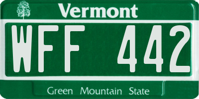VT license plate WFF442