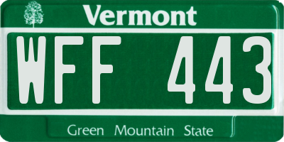 VT license plate WFF443