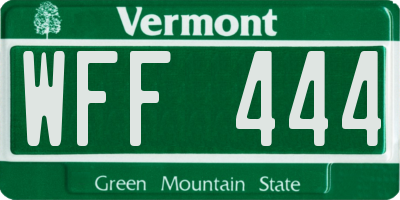 VT license plate WFF444