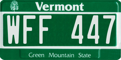 VT license plate WFF447