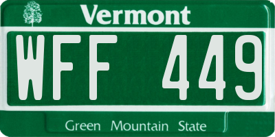 VT license plate WFF449