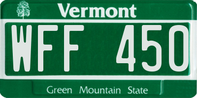 VT license plate WFF450