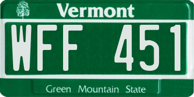 VT license plate WFF451