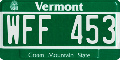 VT license plate WFF453
