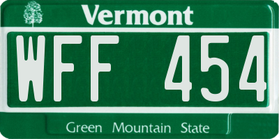 VT license plate WFF454