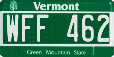 VT license plate WFF462