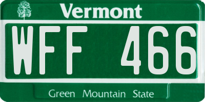 VT license plate WFF466