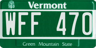 VT license plate WFF470