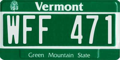 VT license plate WFF471