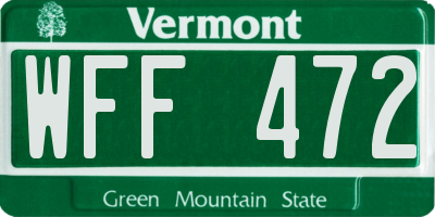 VT license plate WFF472