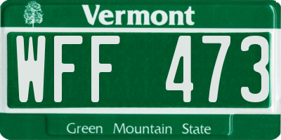 VT license plate WFF473