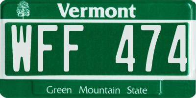 VT license plate WFF474