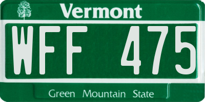 VT license plate WFF475